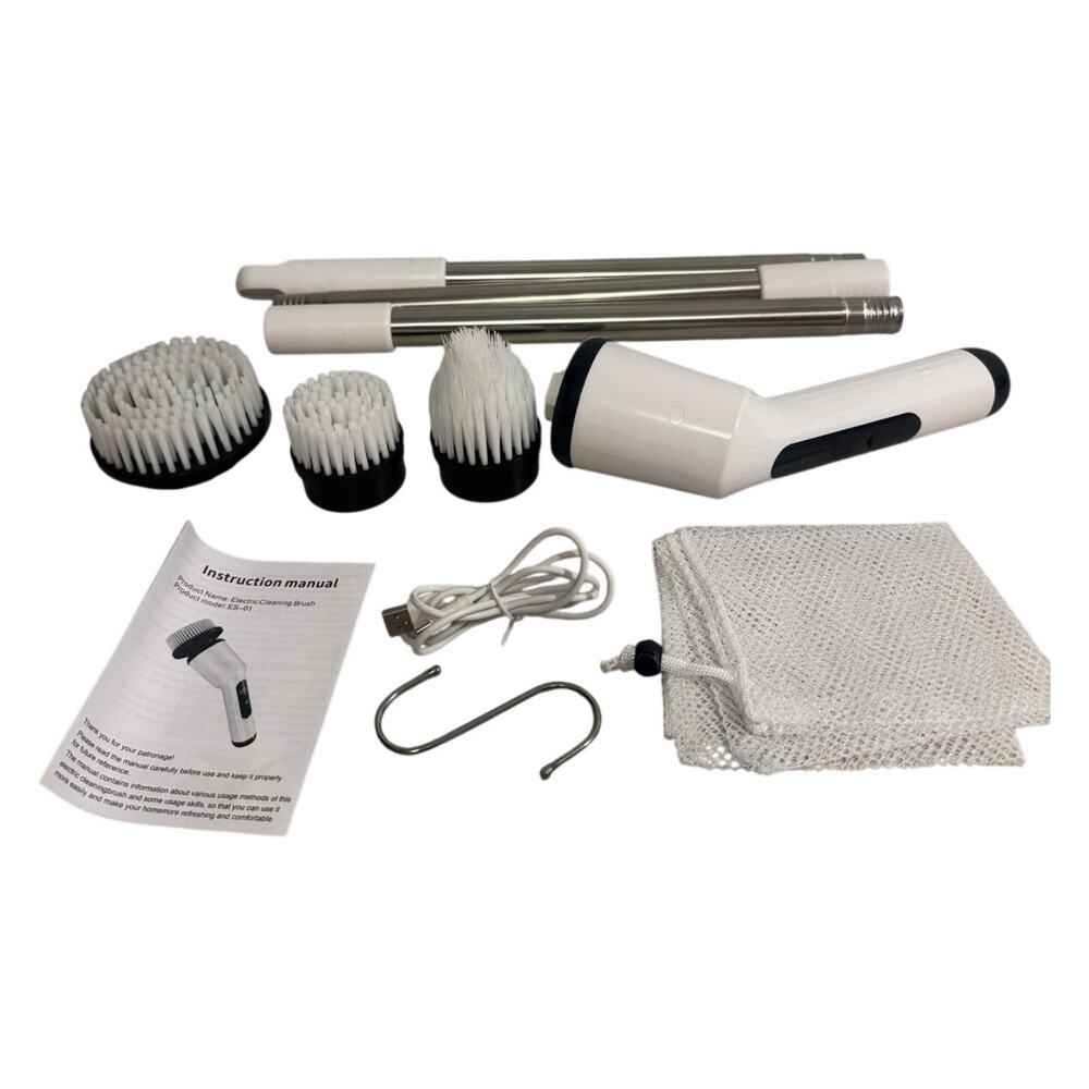 Electric Spin Scrubber Cordless Cleaning Brush with Extension Pole 3 Heads